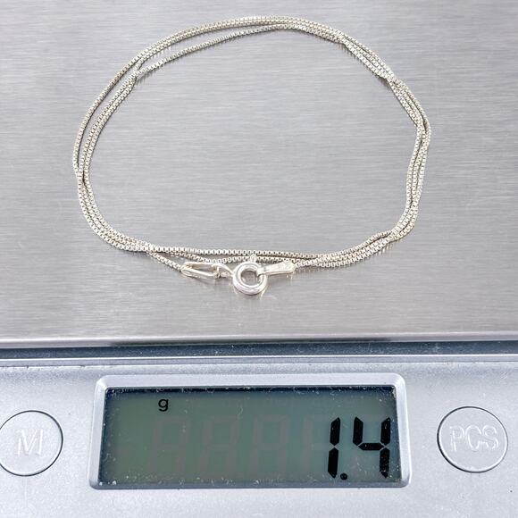 Vintage Sterling Silver 925 Italy Box Chain Necklace 18.5” - Picture 3 of 3